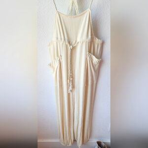 Free People Ivory Jumpsuit with Tassel Tie